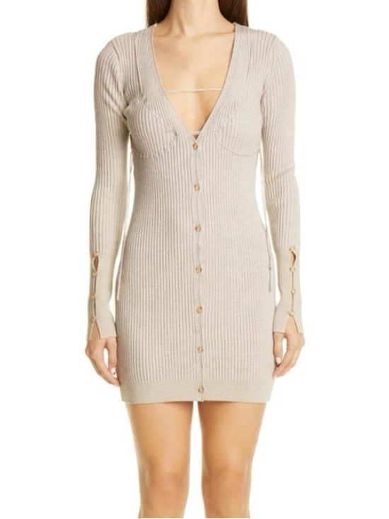 Jacquemus Dresses & Skirts - Lauris Long Sleeve Merino Wool Mini Sweater Dress JACQUEMUS